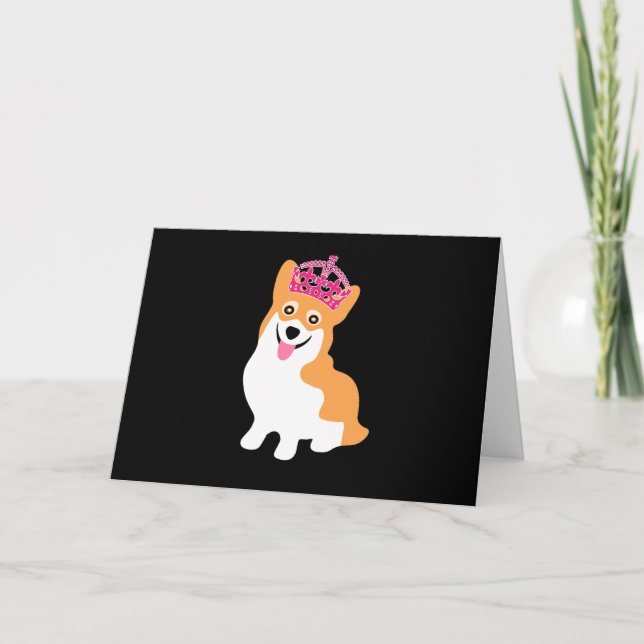 Niedliche Corgi Prinzessin mit rosa Krone Karte (Vorderseite)