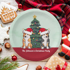 Niedliche Corgi Weihnachtsbaum Custom Holiday Part Pappteller
