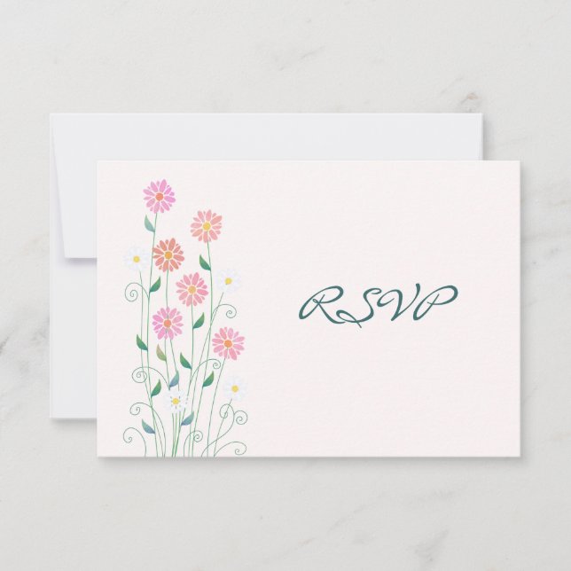 Niedliche Country Daisies Simple Wedding RSVP Karte (Vorderseite)