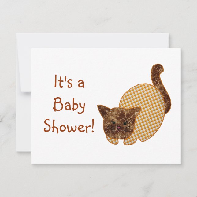 Niedliche Country Style Yellow Cat Kinderdusche Einladung (Vorderseite)