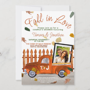 Niedliche Coupé Dusche Fall in Liebe Foto Bridal Einladung