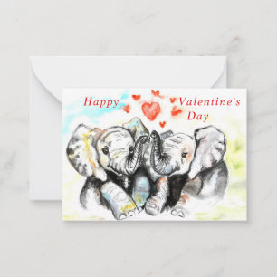 Niedliche Couple Elephant Romantic Valentine Day C Mitteilungskarte