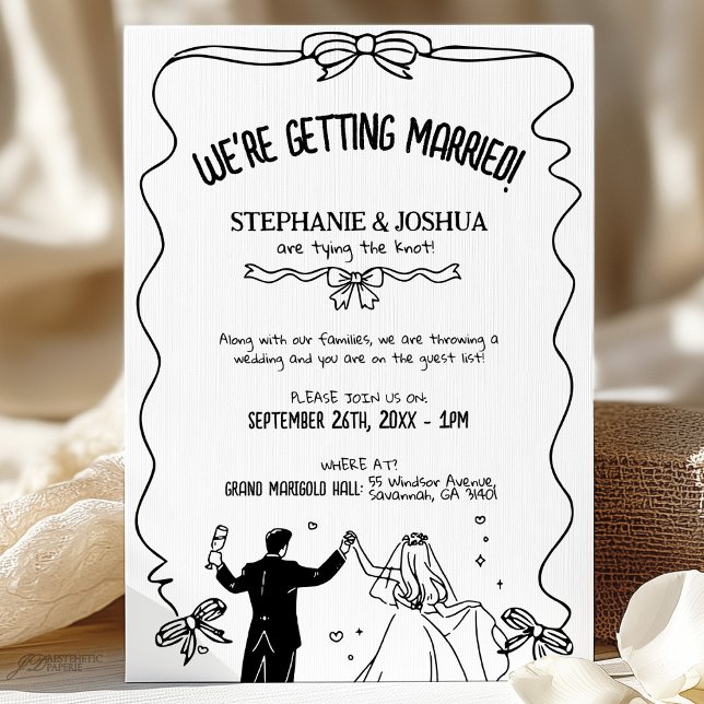 Niedliche Couple Illustratio Save the Date Einladung (Von Creator hochgeladen)