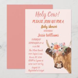 Niedliche Cow Boho Country Baby Girl Western in Einladung