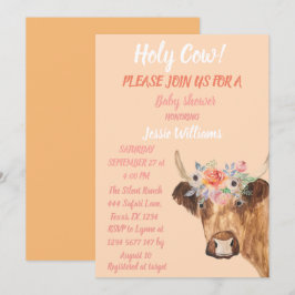 Niedliche Cow Boho Country Baby Girl Western in Einladung