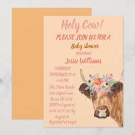 Niedliche Cow Boho Country Baby Western Floral Einladung