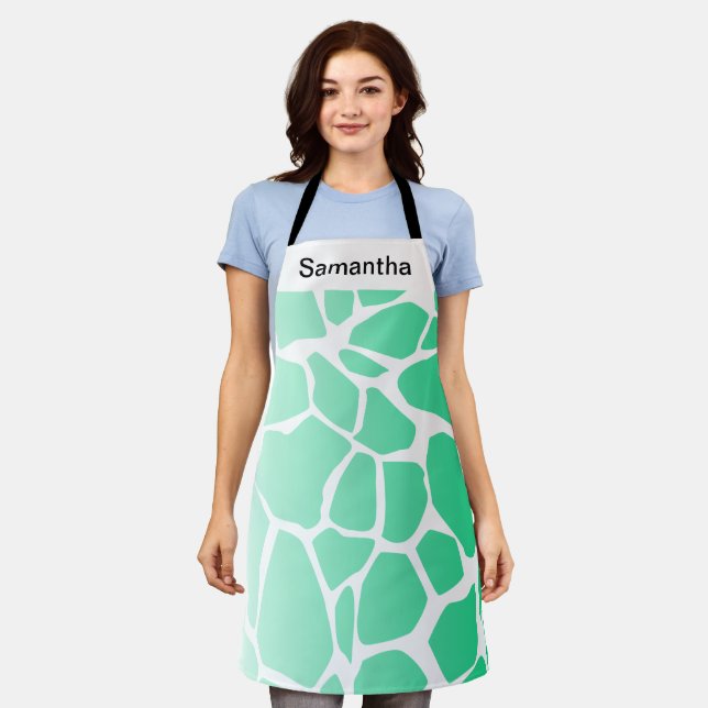 Niedliche Cow Print Gradient Green Custom Schürze (Getragen)