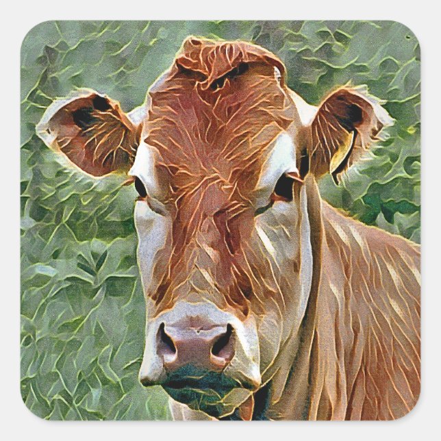 NIEDLICHE COW QUADRATISCHER AUFKLEBER (Vorderseite)