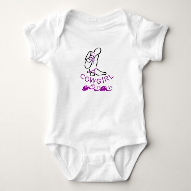 Niedliche Cowgirl Boot- und Hat-T-Shirts Baby Strampler (Vorderseite)