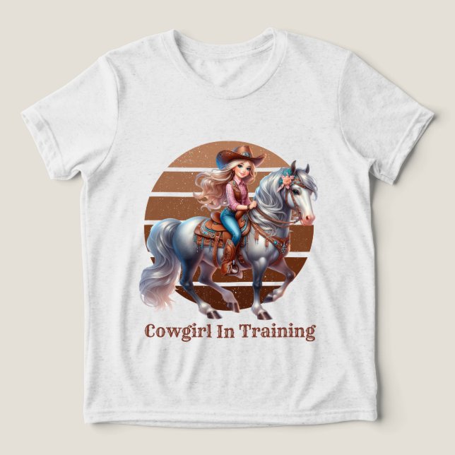 Niedliche Cowgirl-Schulung hinzufügen Tri-Blend Shirt (Design Vorderseite)