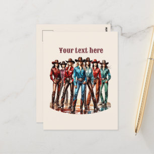 Niedliche Cowgirls hinzufügen Postkarte