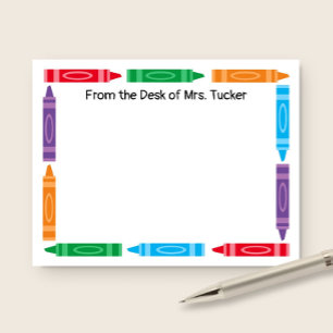 Niedliche Crayon Border Teacher Name Stationierung Mitteilungskarte