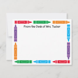 Niedliche Crayon Border Teacher Name Stationierung Mitteilungskarte