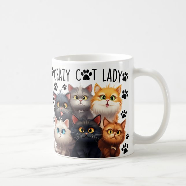 Niedliche Crazy Cat Lady, Cat Lovers, ich Liebe me Kaffeetasse (Rechts)