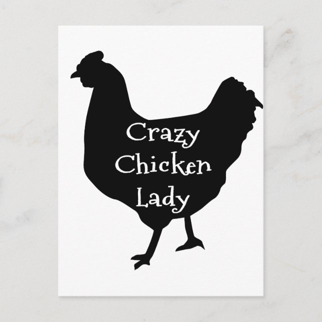 Niedliche Crazy Chicken Lady Silhouette Postkarte (Vorderseite)