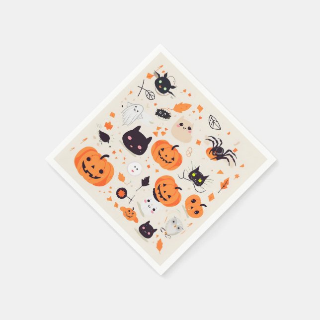 Niedliche Creepy Critters Halloween-Leckerei Serviette (Ecke)