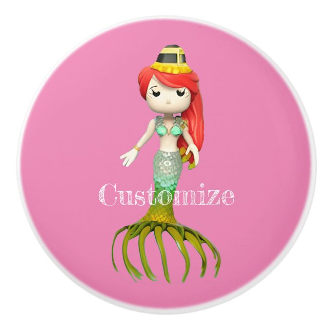 Niedliche Creepy Mermaid Hexe Thunder_Cove Keramikknauf (Vorderseite)