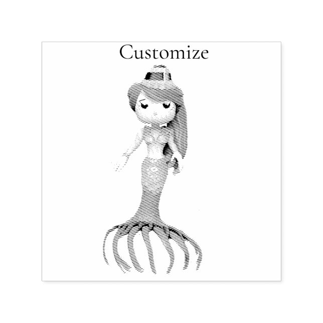 Niedliche Creepy Mermaid Hexe Thunder_Cove Permastempel (Design)
