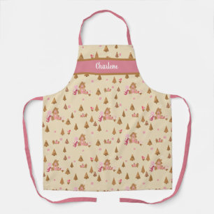 Niedliche Creme Pink Gingerbrot Candy Canes Schür Schürze
