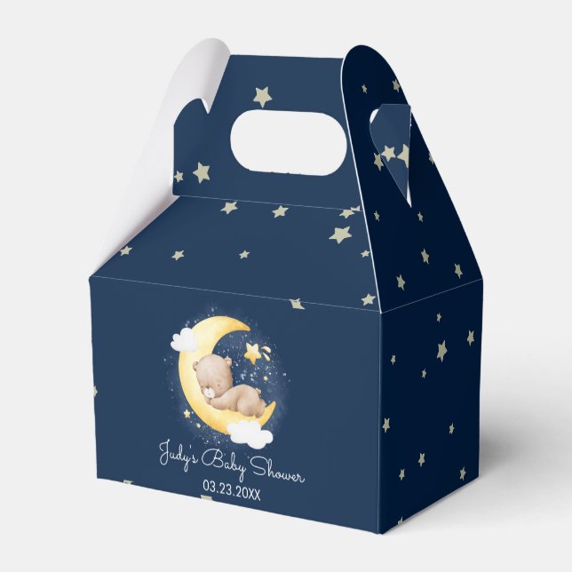 Niedliche Crescent Navy Moon Teddy Bear Baby Dusch Geschenkschachtel (Rückseite)