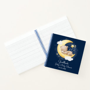 Niedliche Crescent Navy Moon Teddy Bear Baby Dusch Notizbuch