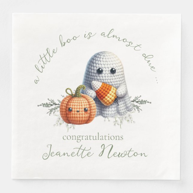 Niedliche Crochet Ghost Halloween Kinderdusche Serviette (Vorderseite)
