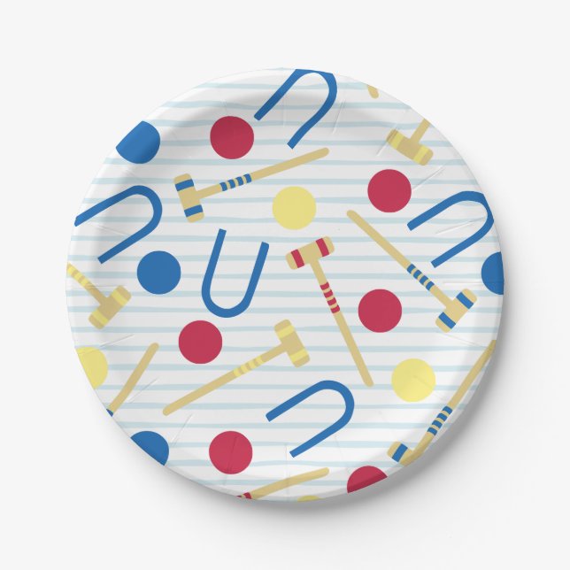 Niedliche Croquet Paper-Teller Pappteller (Vorderseite)