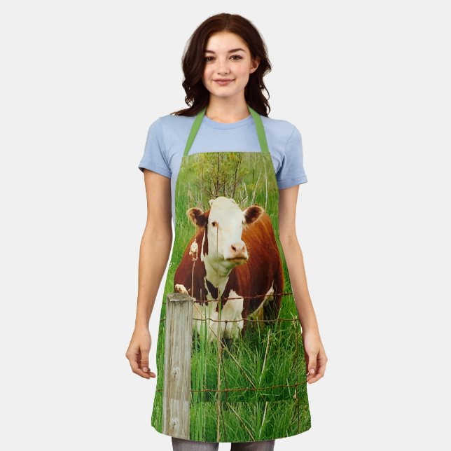 Niedliche Cudly Cow 4Caryn All-over Print-Schürze Schürze (Getragen)