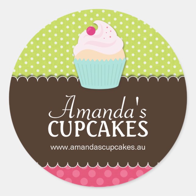 Niedliche Cupcake Box oder Jar Stickers (Vorderseite)