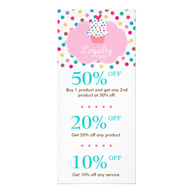 Niedliche Cupcake Discount Loyalty Cards Polka Dot Werbekarte (Vorne)