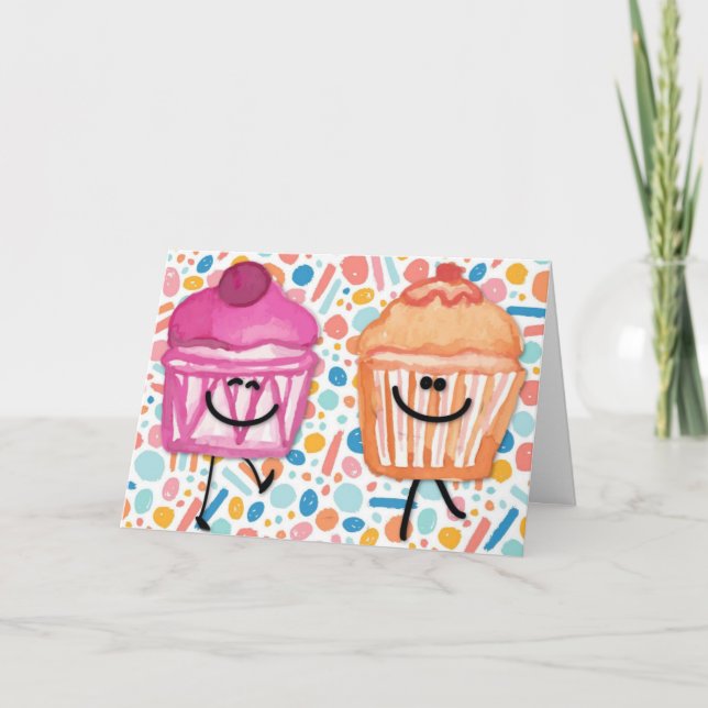 Niedliche Cupcake Geburtstagskarte Karte (Vorderseite)