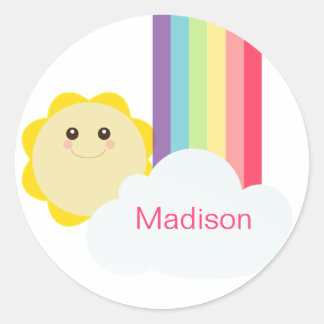 Niedliche Cupcake Toppers/Stickers aus Sun & Rainb Runder Aufkleber