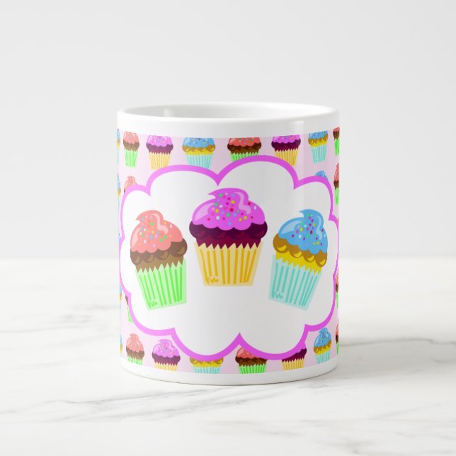 Niedliche Cupcakes Deluxe Muster Jumbo-Tasse (Vorderseite)