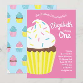 Niedliche Cupcakes Kinder 1 Geburtstag Party Einladung