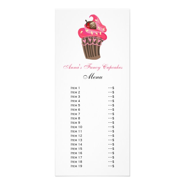 Niedliche Cupcakes-Menükarten Werbekarte (Vorne)