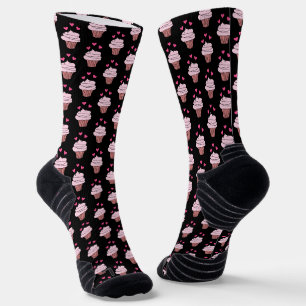 Niedliche Cupcakes, rosa und schwarz Socken