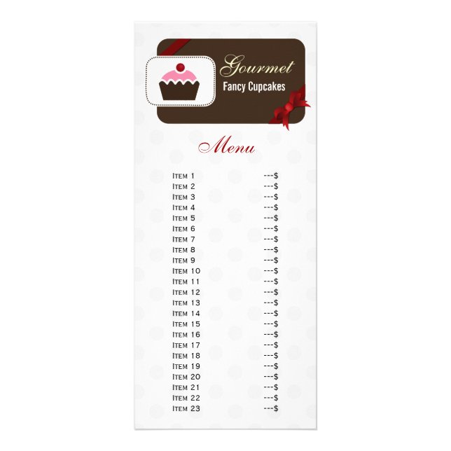 niedliche Cupcakes Rote Bäckerei Menü Karte (Vorne)