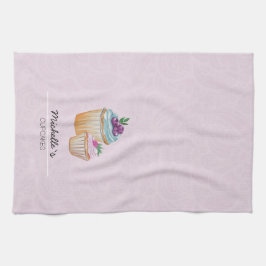 Niedliche Cupcakes und Früchte Aquarell Geschirrtuch