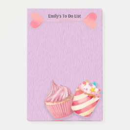 Niedliche Cupcakes und Lollipops auf Lila zu tun L Post-it Klebezettel