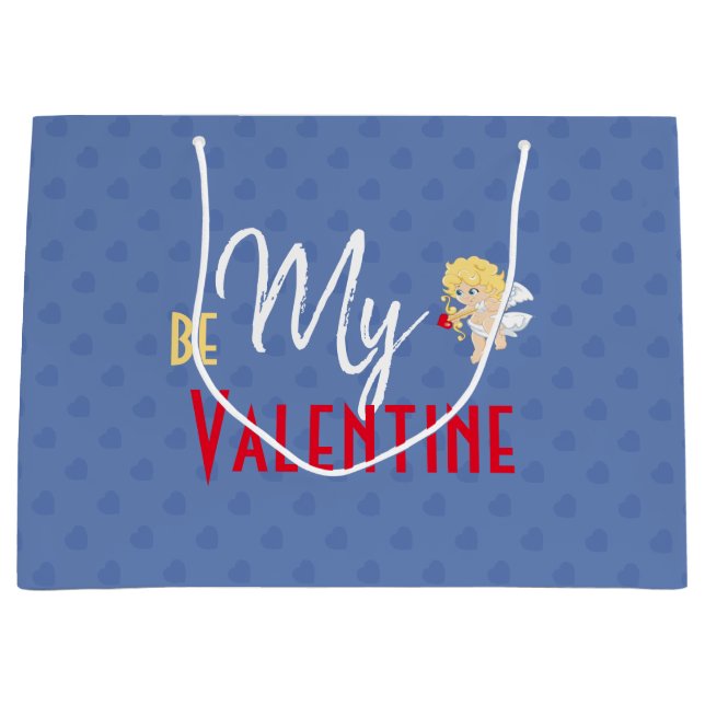Niedliche Cupid sein meine Valentine Red Arrow Blu Große Geschenktüte (Vorderseite)