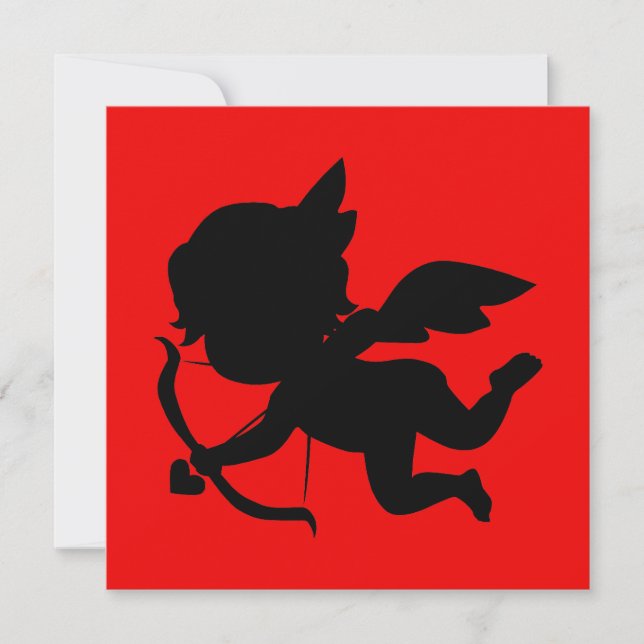 Niedliche Cupid-Silhouette in Rot (Vorderseite)