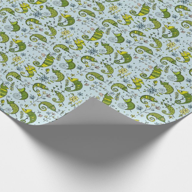 Niedliche Curly Chameleon Reptile Geschenkpapier (Ecke)