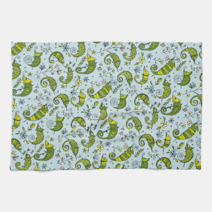 Niedliche Curly Chameleon Reptile Geschirrtuch