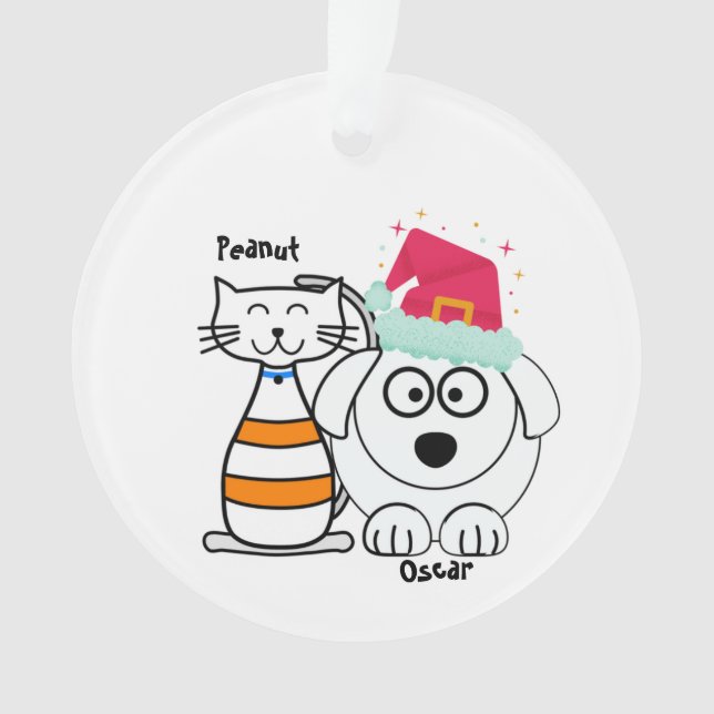 Niedliche Custom Cat & Dog Weihnachten Ornament (Vorderseite)
