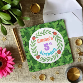 Niedliche Custom Ladybug & Leaf 5. Geburtstag Einladung