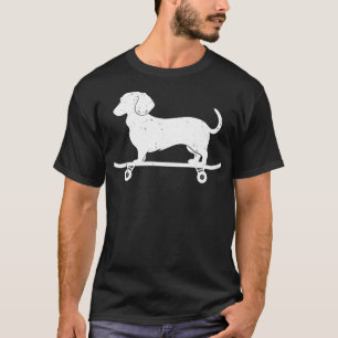 Niedliche Dackel auf einem Skateboard Hunde Lover T-Shirt