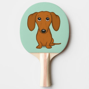 Niedliche Dackel   Cartoon Dackel Hund Tischtennis Schläger