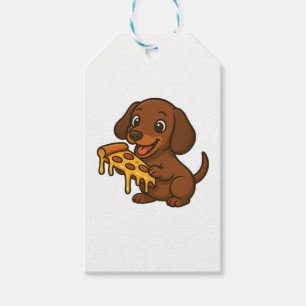 Niedliche Dackel Cartoon Pizza Pizzafreund Geschenkanhänger