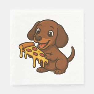 Niedliche Dackel Cartoon Pizza Pizzafreund Serviette
