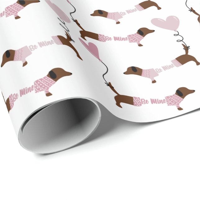 Niedliche Dackel Dackel Dog meine Valentine Geschenkpapier (Rolleneckpunkt)